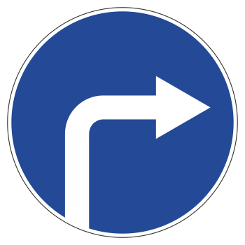 Дорожный знак 4.1.2 «Движение направо» (металл 0,8 мм, III типоразмер: диаметр 900 мм, С/О пленка: тип А инженерная)